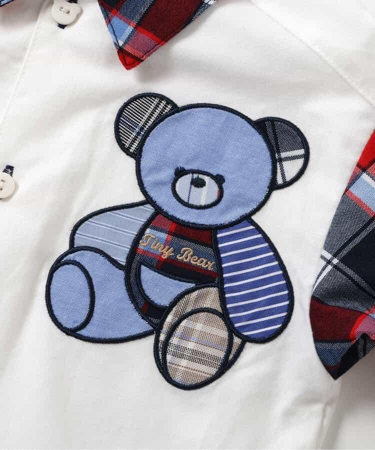 tiny bear 條紋拼接襯衫