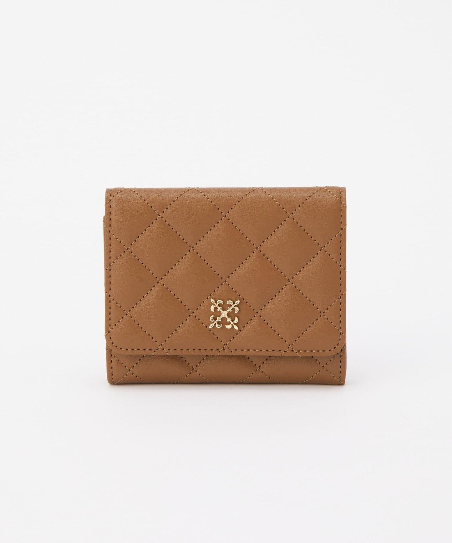 菱格紋皮革雙摺錢包