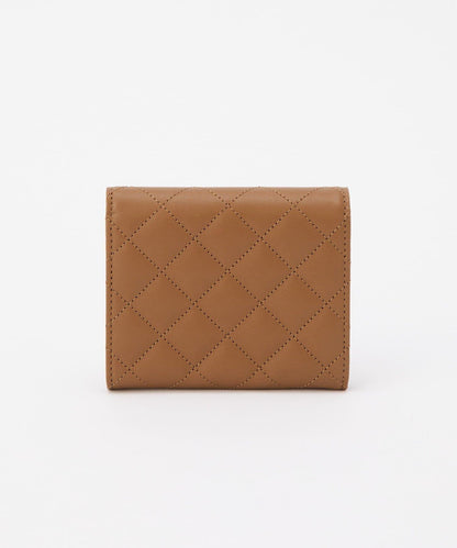 菱格紋皮革雙摺錢包