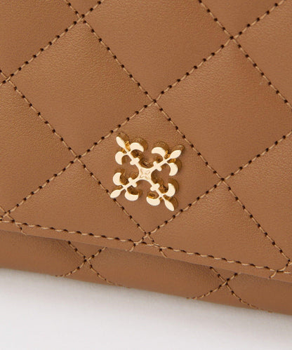 菱格紋皮革雙摺錢包