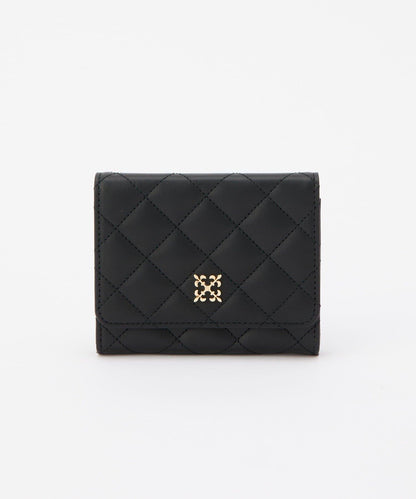 菱格紋皮革雙摺錢包