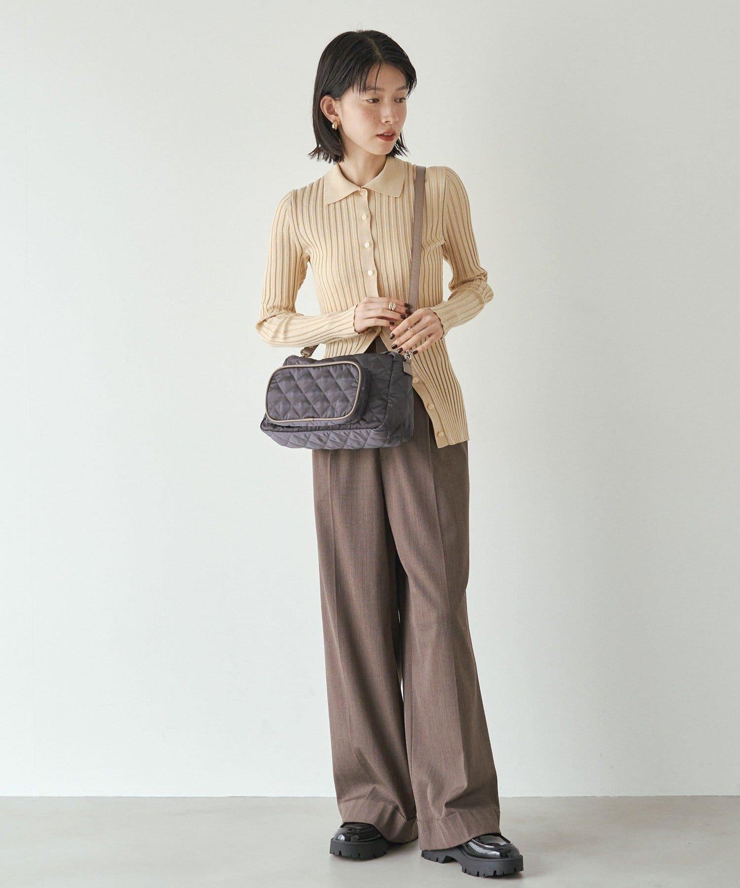 菱格紋橫款兩用單肩包