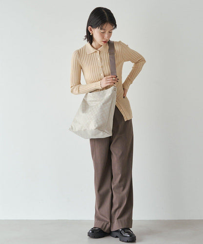 字母圖案尼龍提花豎款兩用單肩包