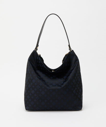 字母圖案尼龍提花豎款兩用單肩包