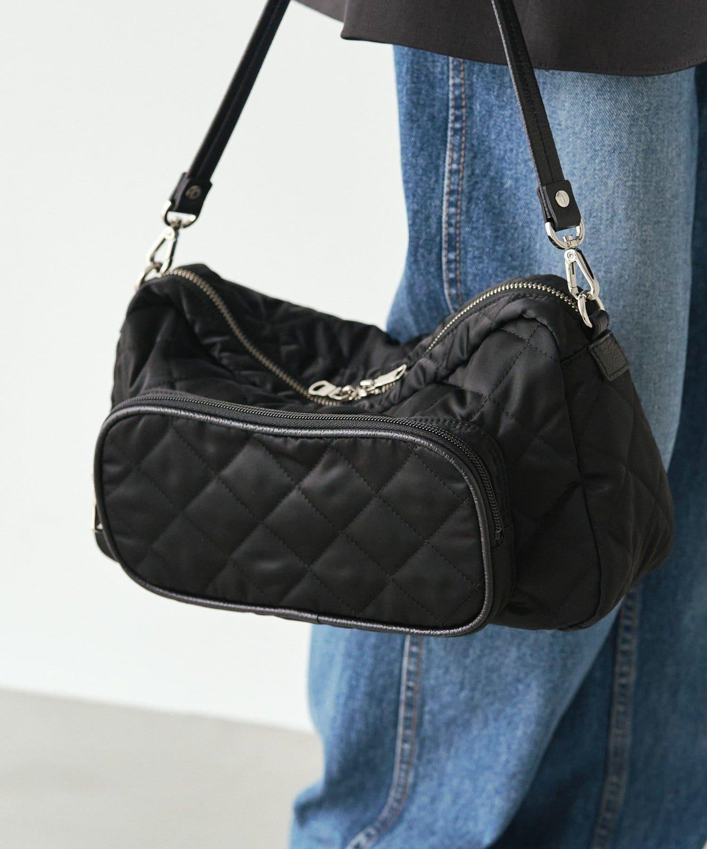 菱格紋橫款兩用單肩包