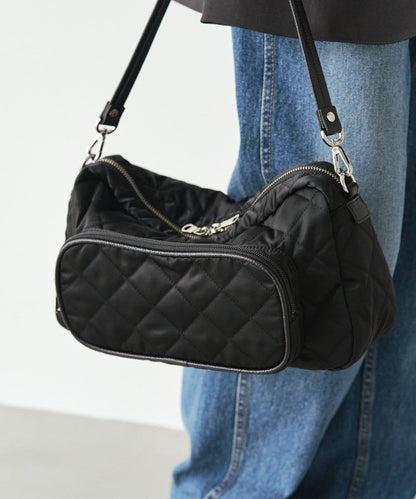 菱格紋橫款兩用單肩包