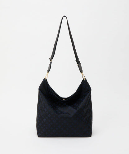 字母圖案尼龍提花豎款兩用單肩包