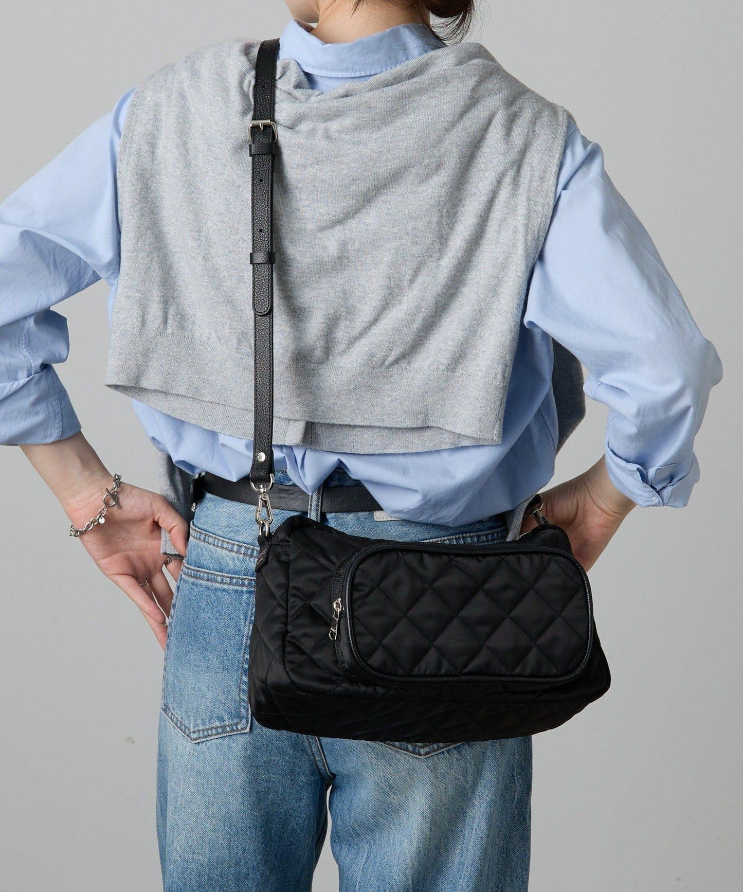 菱格紋橫款兩用單肩包