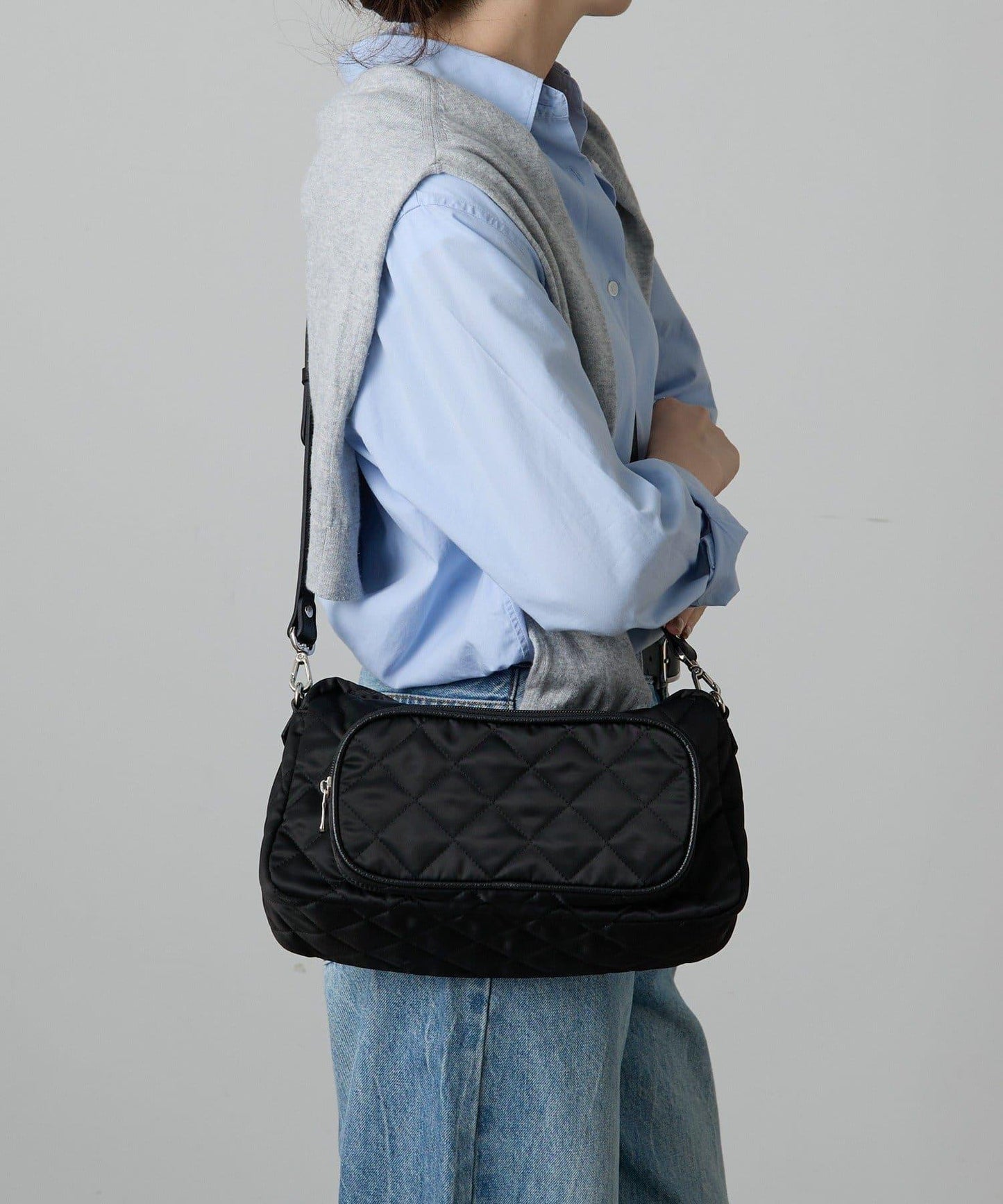 菱格紋橫款兩用單肩包