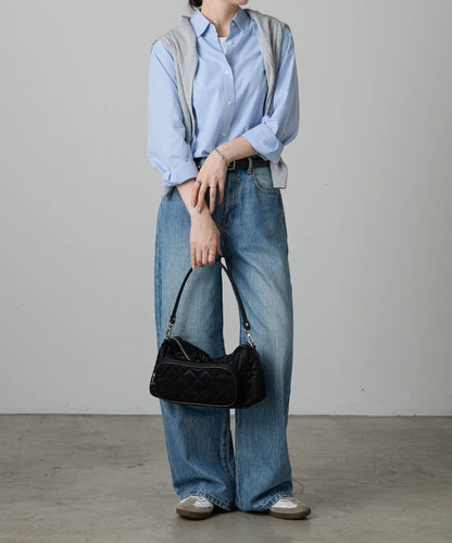 菱格紋橫款兩用單肩包