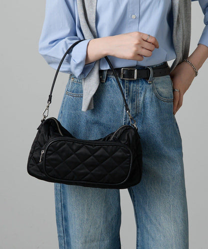 菱格紋橫款兩用單肩包