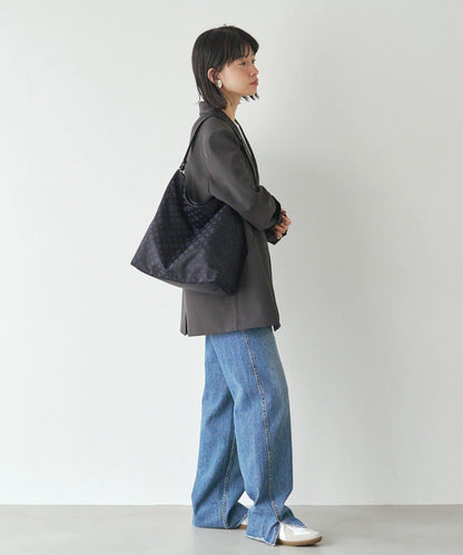 字母圖案尼龍提花豎款兩用單肩包