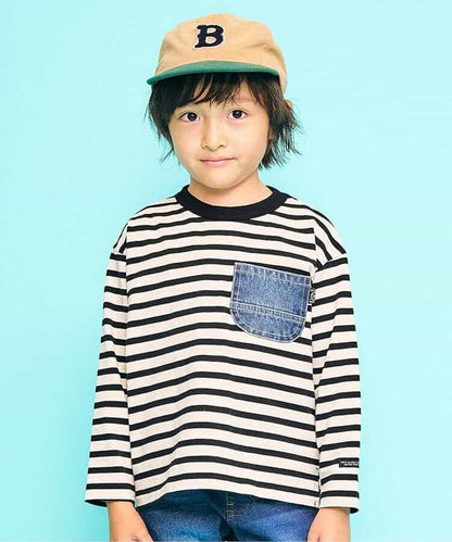 牛仔口袋長袖T恤