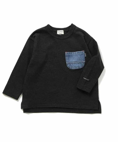 牛仔口袋長袖T恤