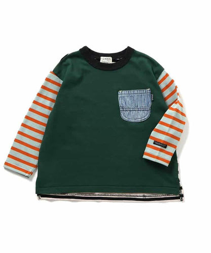 牛仔口袋長袖T恤