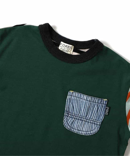 牛仔口袋長袖T恤