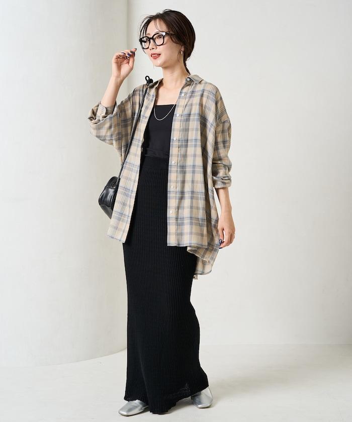 寬鬆版型格子寬袖襯衫