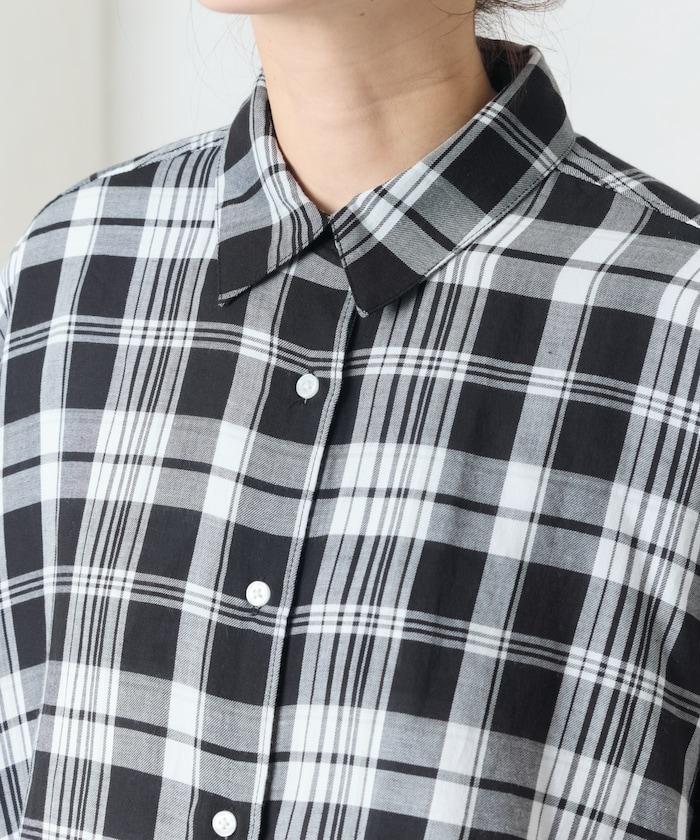 寬鬆版型格子寬袖襯衫