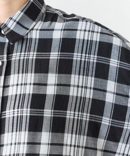 寬鬆版型格子寬袖襯衫