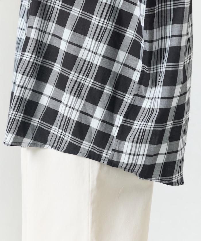 寬鬆版型格子寬袖襯衫