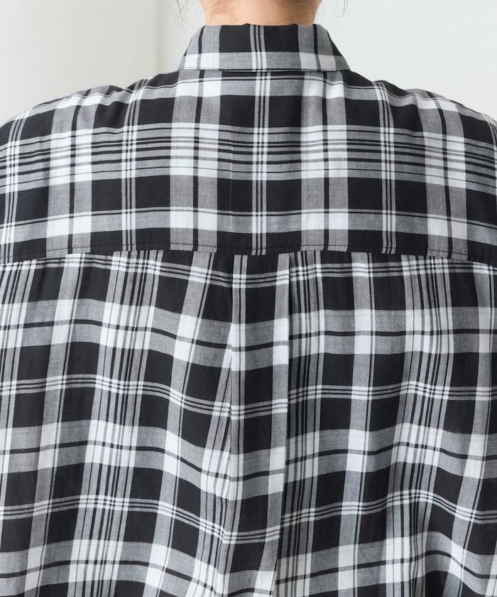 寬鬆版型格子寬袖襯衫
