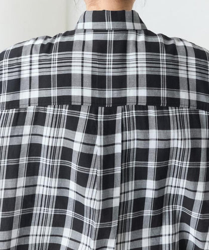 寬鬆版型格子寬袖襯衫