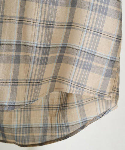 寬鬆版型格子寬袖襯衫