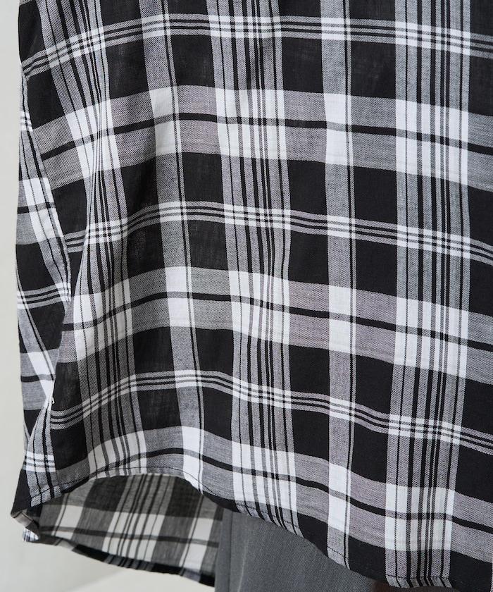 寬鬆版型格子寬袖襯衫