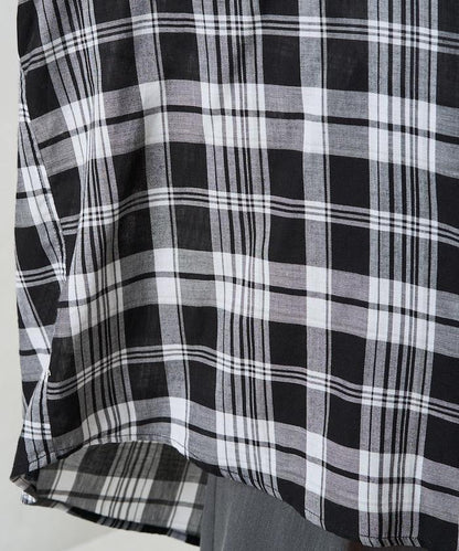 寬鬆版型格子寬袖襯衫