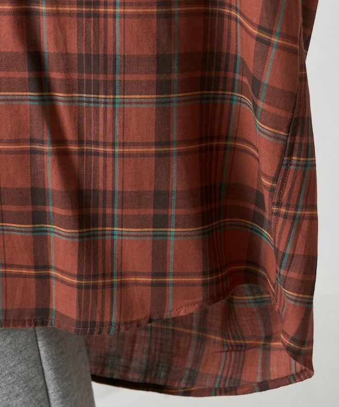 寬鬆版型格子寬袖襯衫