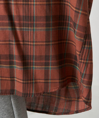 寬鬆版型格子寬袖襯衫