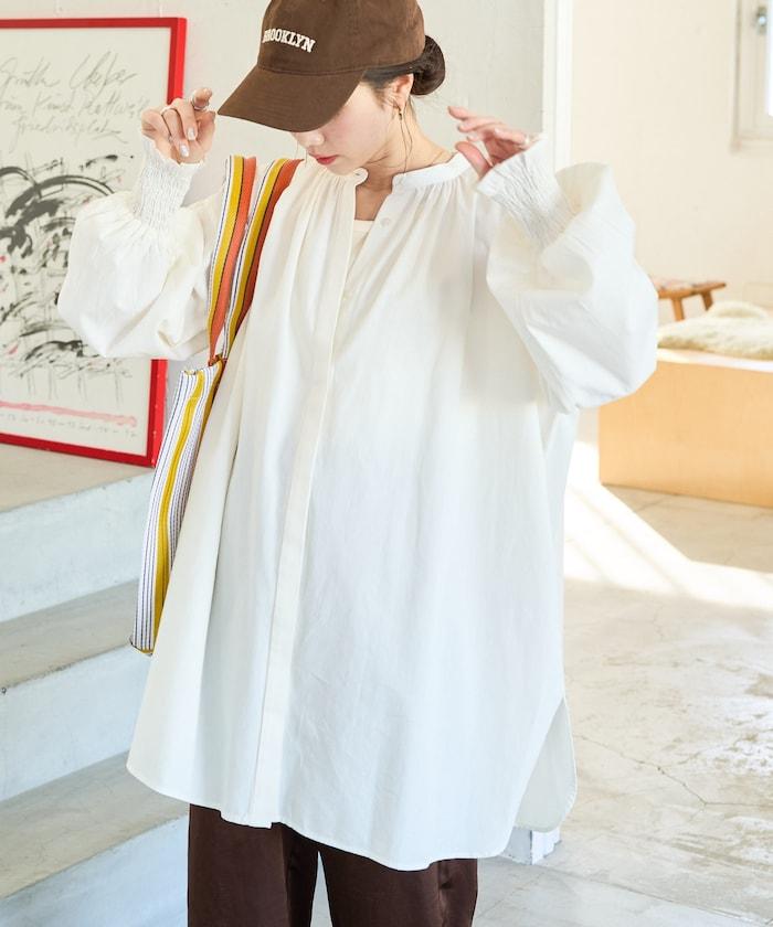 印度棉斜紋褶皺泡泡袖襯衫