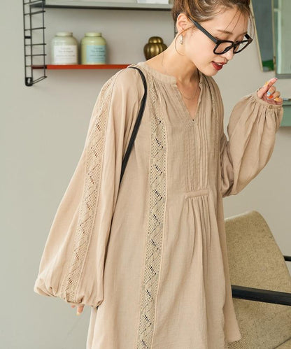 印度蕾絲褶飾長袖襯衫