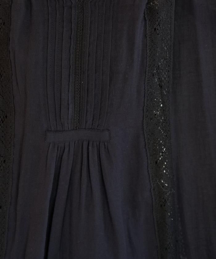 印度蕾絲褶飾長袖襯衫