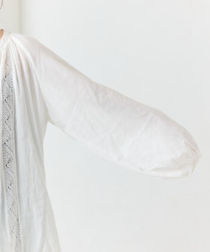 印度蕾絲褶飾長袖襯衫