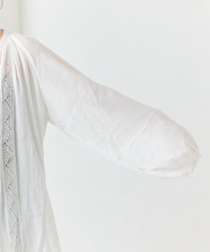 印度蕾絲褶飾長袖襯衫