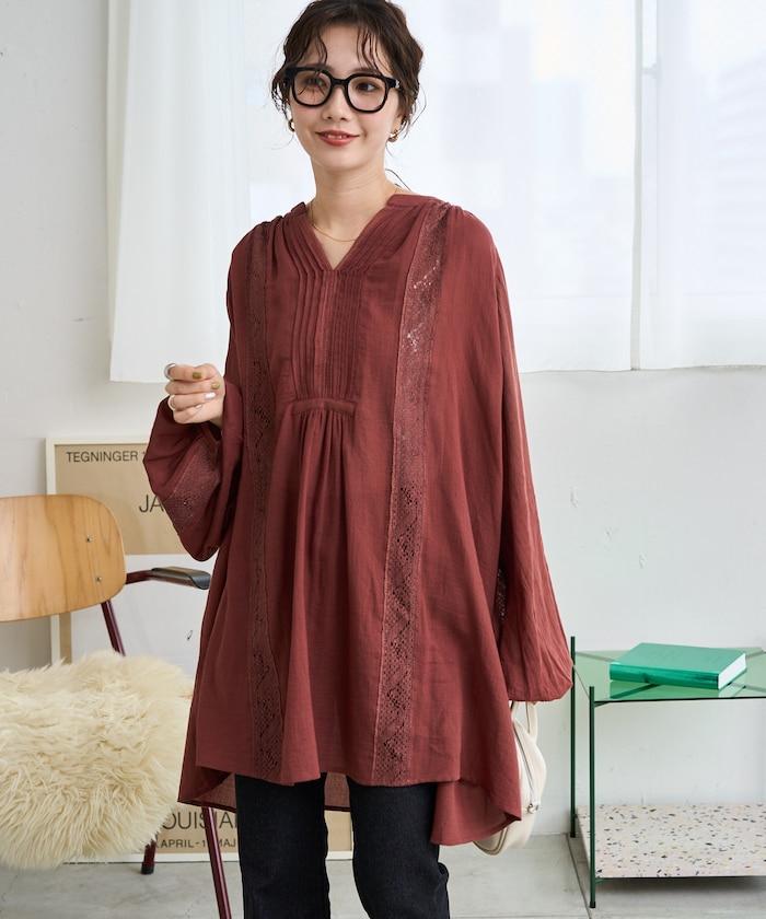 印度蕾絲褶飾長袖襯衫