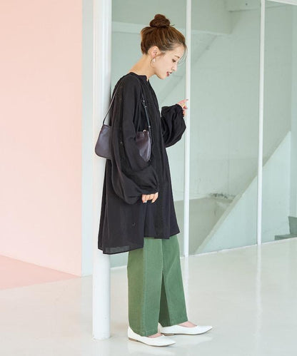 印度蕾絲褶飾長袖襯衫