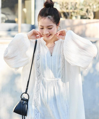 印度蕾絲褶飾長袖襯衫