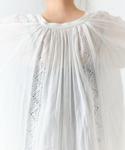 印度蕾絲褶飾長袖襯衫