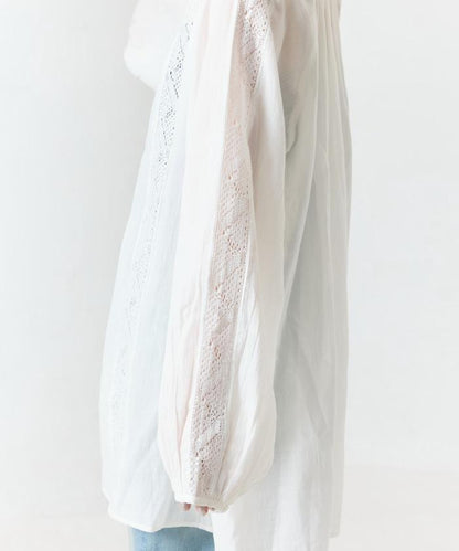 印度蕾絲褶飾長袖襯衫