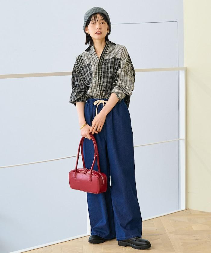 格紋拼接仿改造風襯衫