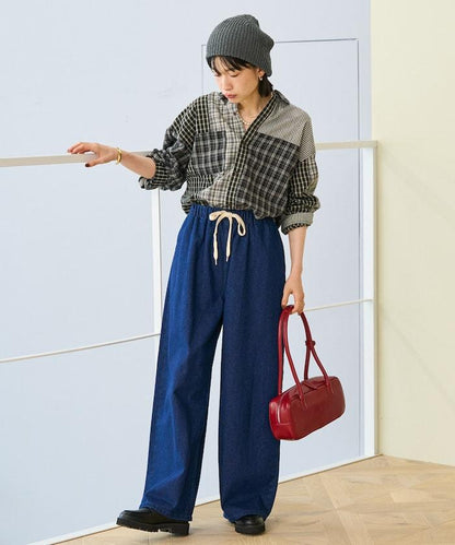 格紋拼接仿改造風襯衫