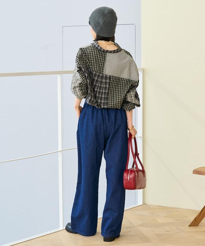 格紋拼接仿改造風襯衫