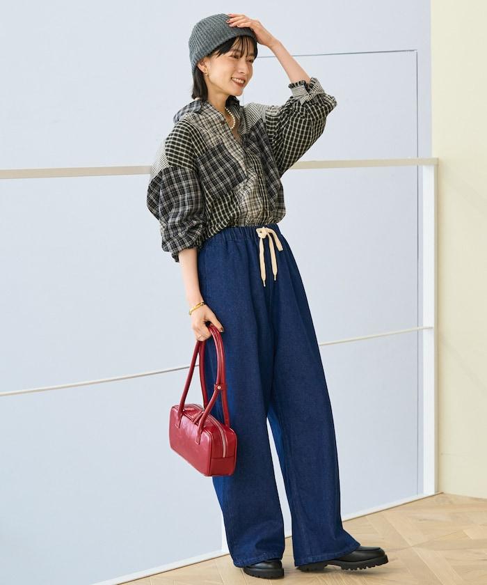 格紋拼接仿改造風襯衫