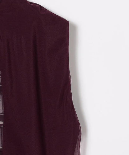 拼接網紗照片印花無袖T恤