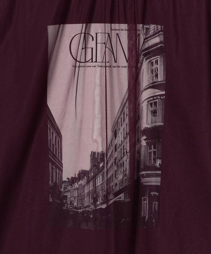 拼接網紗照片印花無袖T恤