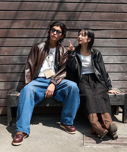 別注 LEATHERETTE STAND COLLAR BLOUSON