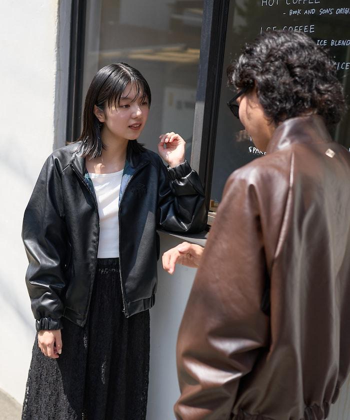 別注 LEATHERETTE STAND COLLAR BLOUSON