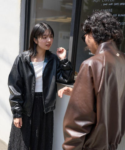 別注 LEATHERETTE STAND COLLAR BLOUSON